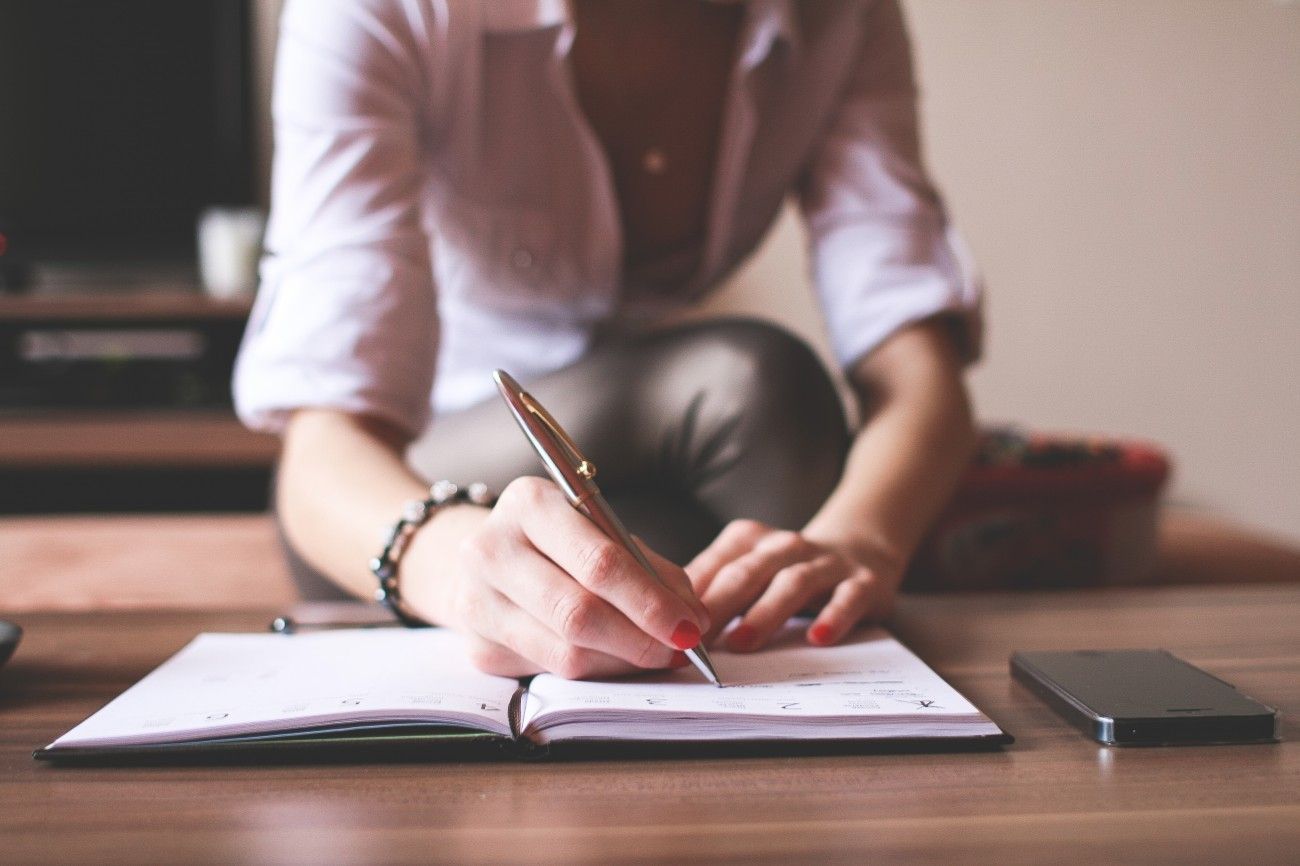 student writing
